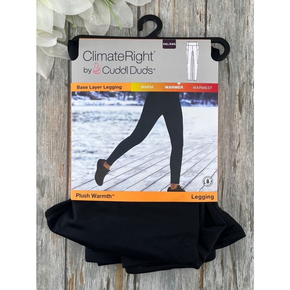 Women's Plush Warmth Base Layer Leggings Pants Black Size XXL